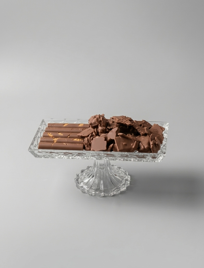 Mix Chocolate Sticks and Coffee Crackers Crystal Tray | صينية كريستال مكس أعواد الشوكولاتة وكوفي كراكرز